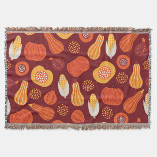 Cobertor Ação de Graças Pumpkin Brown Seamless Pattern.