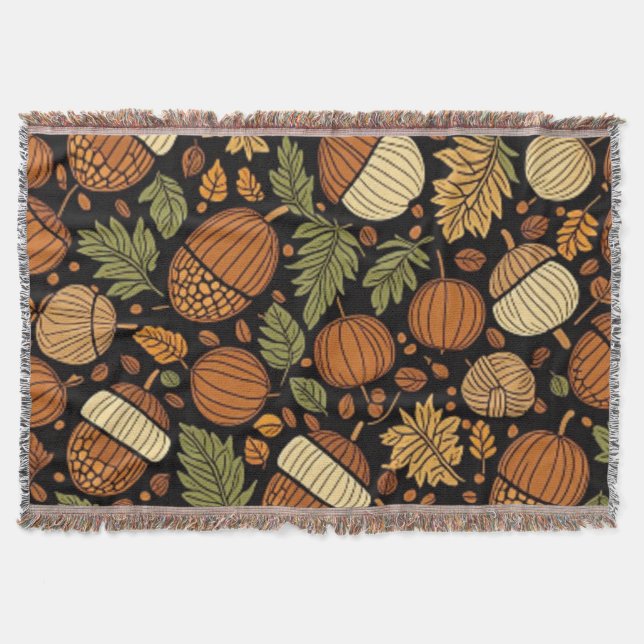 Cobertor Acorn Pattern Harvest Day Autumn Fleece Blanket (Frente)