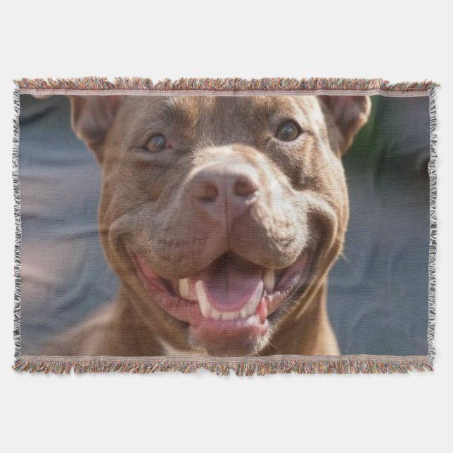 Cobertor Adicionar Foto de Pit Bull Personalizada (Frente)