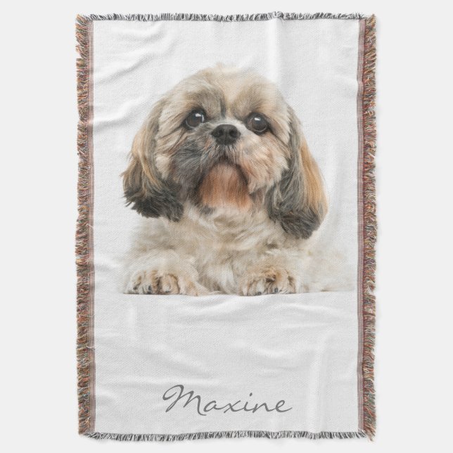Cobertor Adicione Seu Retrato Pet Shih Tzu Dog Personalizad (Frente Vertical)