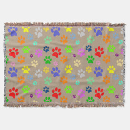 Cobertor Adorável Estampa de Patas de Pet Colorida