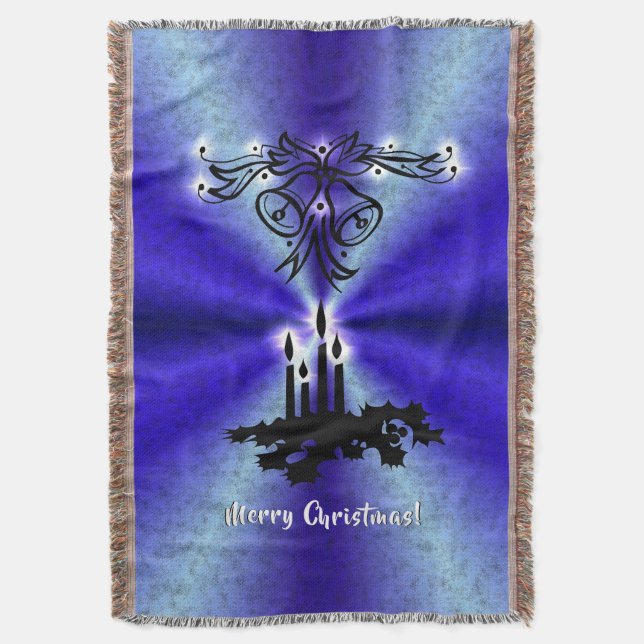 Cobertor Advento, Artdeco de Natal no Arco Verde Azul (Frente Vertical)