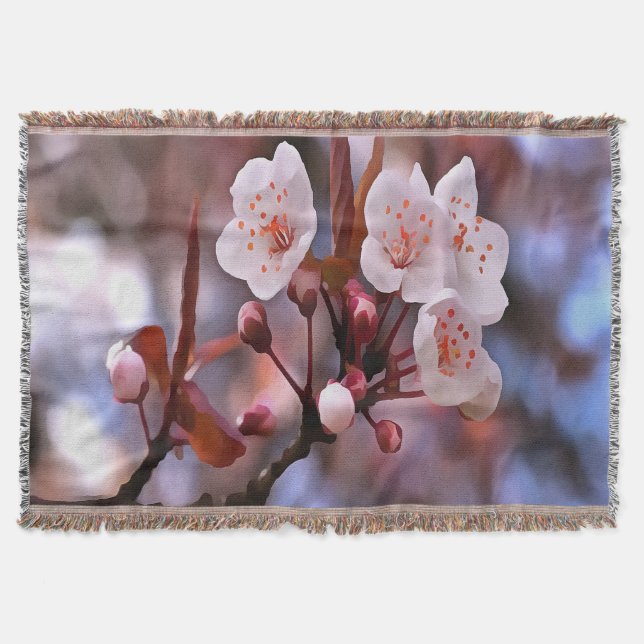 Cobertor Agrupamento de Flores de Cereja com Cor-de-Rosa e  (Frente)