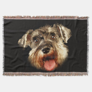 Cobertor Aguarela do retrato do Schnauzer diminuto