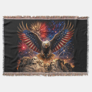 Cobertor Águia Careca Patriótica Montagem Fogo de Artifício