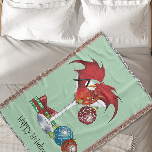Cobertor Alegria de Férias de Natal Coquetel Dragão Vermelh