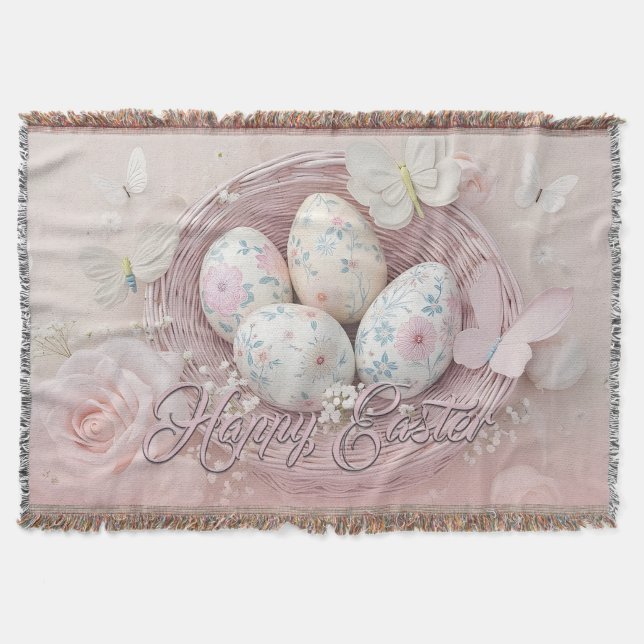Cobertor Alegria Gentil de Páscoa com Motivo Floral (Frente)