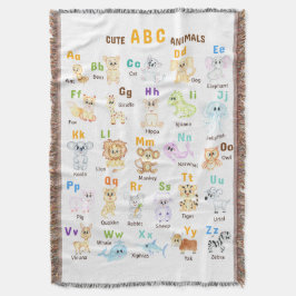 Cobertor Alfabeto Animal ABC Animais fofos 