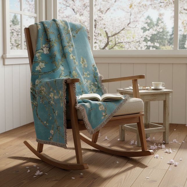 Cobertor  Almond Blossom Floral Boho Blue Classic Art (Criador carregado)