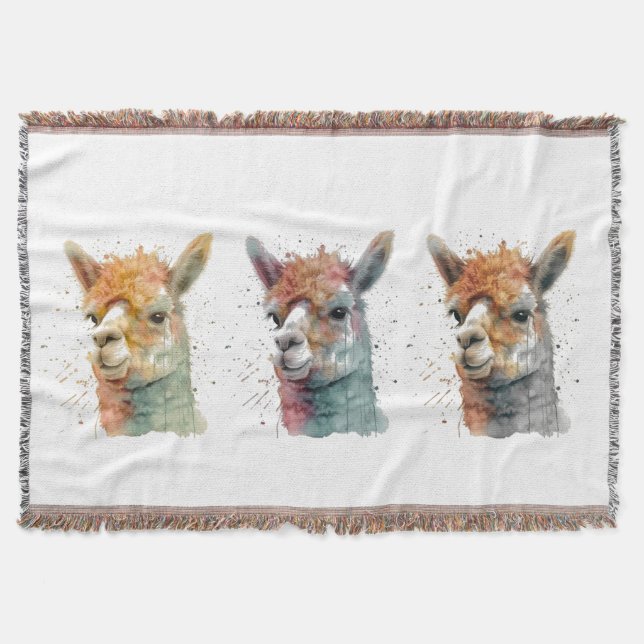 Cobertor Alpacas de Aquarela Whimsical (Frente)