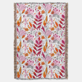 Cobertor Alyssa Mae Desenha Folhagem Cor-de-Rosa e Laranja
