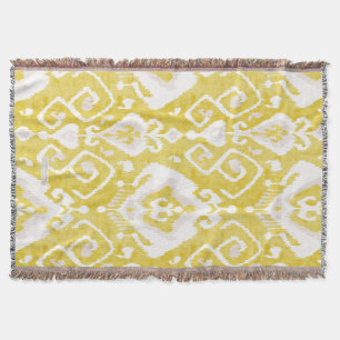 Cobertor Amarelo chico e cinza damasco padrão tribal ikat