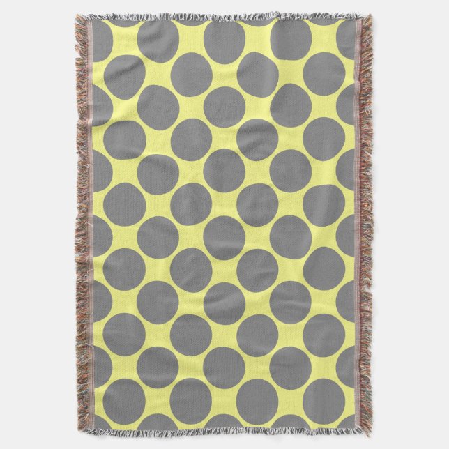 Cobertor Amarelo com pontos de cinza de polca (Frente Vertical)