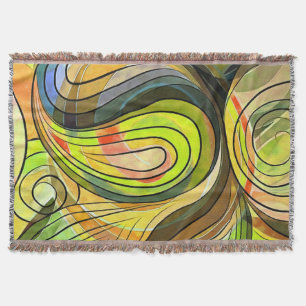 Cobertor Amarelo e Marrom Outono Doodle Com Linhas Pretas