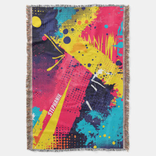 Cobertor Amarelo Elétrico Magenta Grunge Urbano Meia-Tone