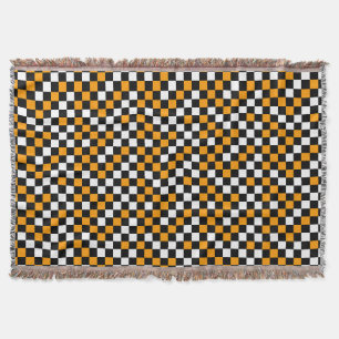 Cobertor Amarelo Preto e Branco Xadrez
