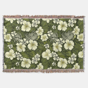 Cobertor Amarelo Tropical e Floral Verde