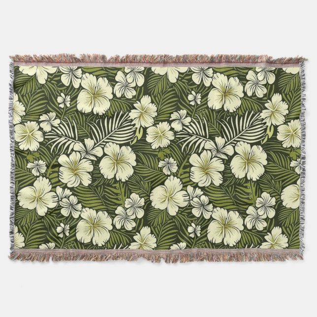 Cobertor Amarelo Tropical e Floral Verde (Frente)