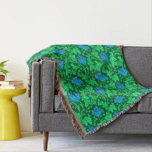 Cobertor Anêmona de William Morris, verde esmeralda &