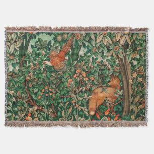 Cobertor ANIMAIS FLORESTAIS Fêrencia, Fox Verde Floral Verm