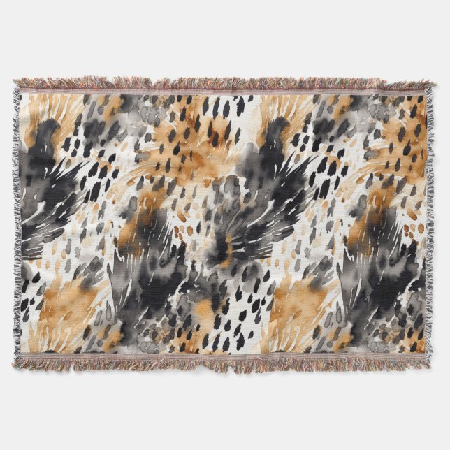 Cobertor Animais-Leopardo-Preto-Branco (Frente)