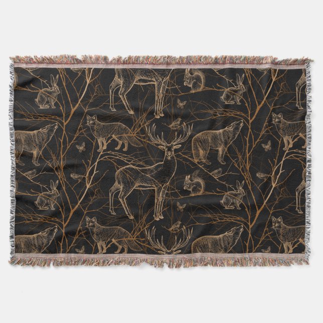 Cobertor Animais Selvagens Florestais Ursos Ursos Escuros (Frente)