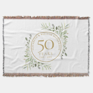 Cobertor Aniversário de 50 anos de Casamento Dourado Verde 