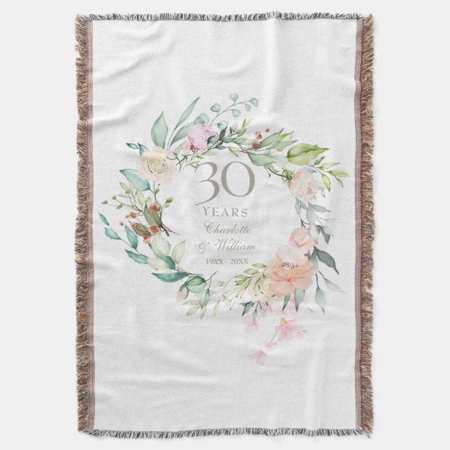 Cobertor Aniversário de Casamento de Pérolas de 30 anos com (Frente Vertical)