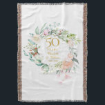 Cobertor Aniversário de Casamento do Ouro Floral Garland<br><div class="desc">Apresentando uma delicada camada floral de aquarela,  este cômico botânico 50º aniversário de casamento keepsasahoset pode ser personalizado com suas informações especiais de aniversário na elegante tipografia de ouro. Projetado por Thisnotme©</div>
