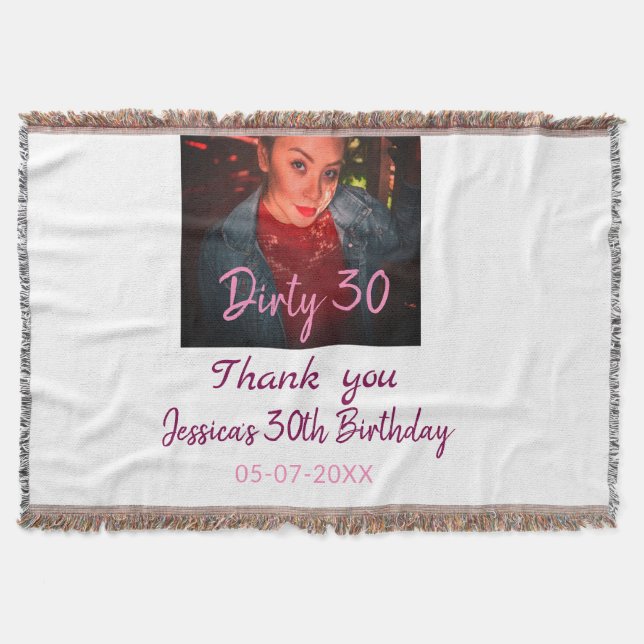 Cobertor Aniversário Dirty 30 adicionar nome rosa adicionar (Frente)