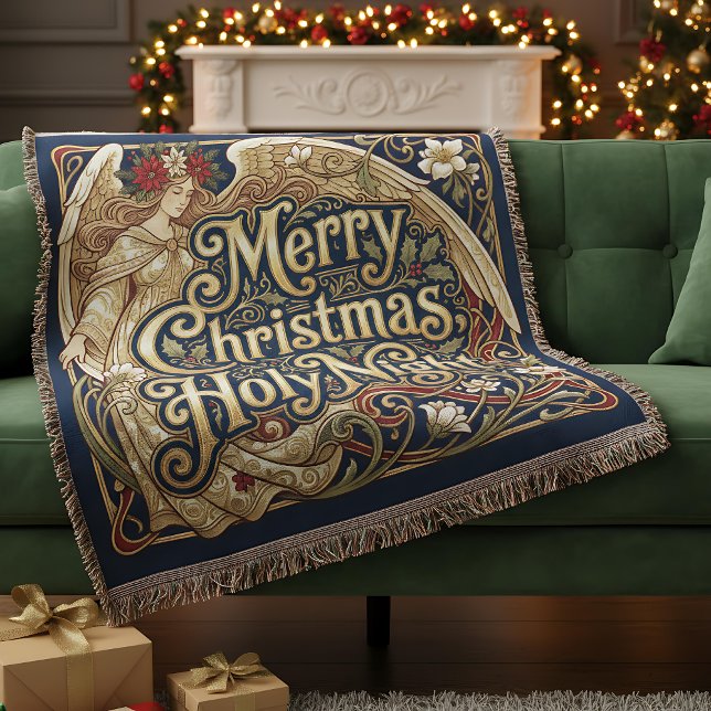 Cobertor Anjo da Bênção da Noite Santa Personalizável (Criador carregado)
