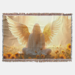 Cobertor Anjo nos girassóis ao pôr do sol