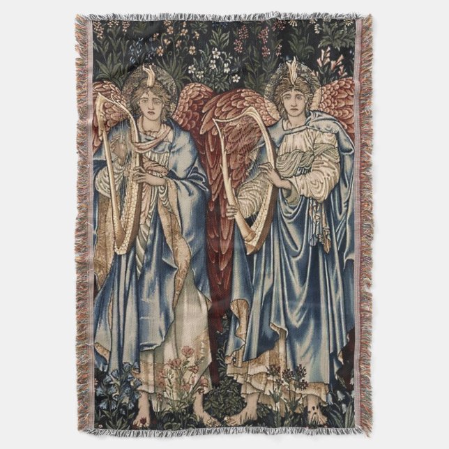 Cobertor “Anjos Louvando” por Edward Burne-Jones (Frente Vertical)