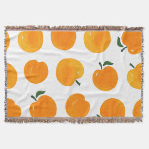 Cobertor Apricots Watercolor White Background Vintage