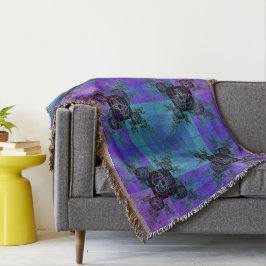 Cobertor Aqua e Lilac Fractal Joy Throw Blanket