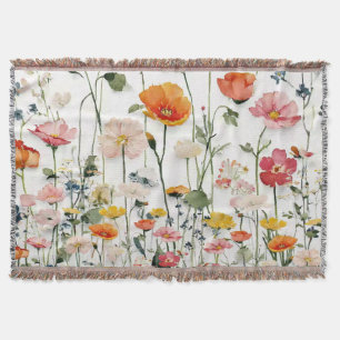 Cobertor Aquarela Botânica de Flor Silvestre 
