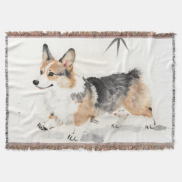 Cobertor Aquarela Corgi – Arte Caprichosa de Cachorro com T