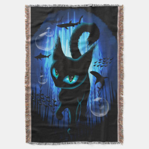Cobertor Aquático - Gato Surreal na Fantasia do Oceano Prof