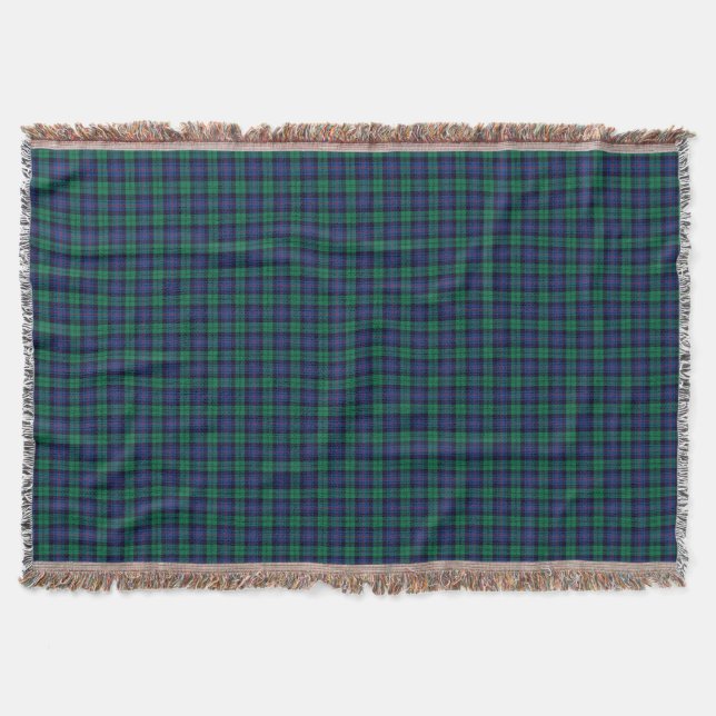 Cobertor Armstrong Family Tartan Royal Blue e Xadrez Verde (Frente)