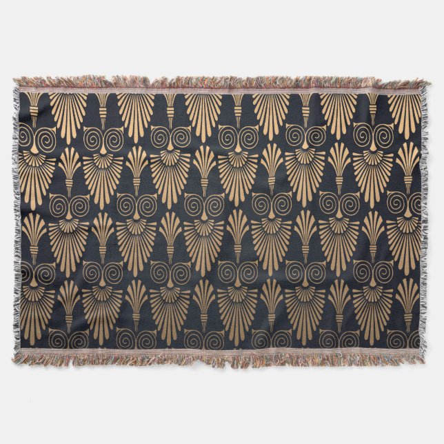 Cobertor Art Deco Black Dourado: Retro. (Frente)