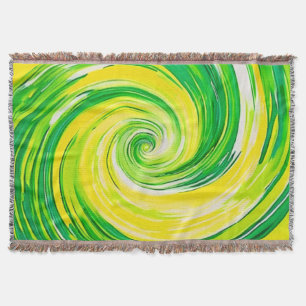 Cobertor Arte Abstrata Espiral Verde Amarelo