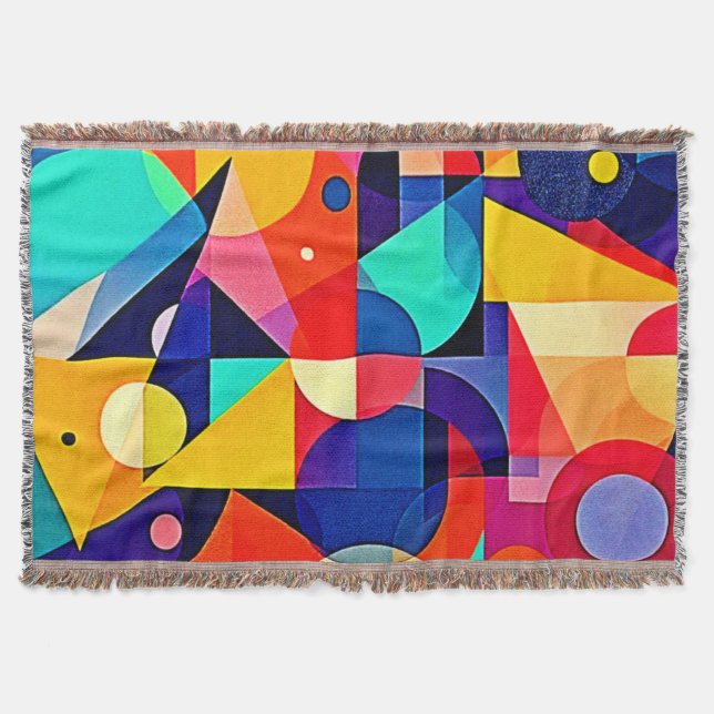 Cobertor Arte Abstrata Geométrica Vibrante (Frente)