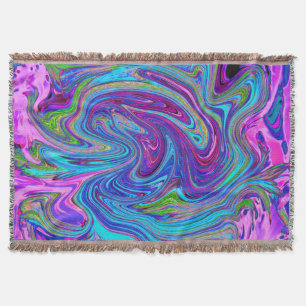 Cobertor Arte Abstrata Retro Groovy Azul, Rosa e Roxo