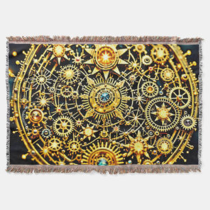 Cobertor Arte Celestial de Relógio Dourado