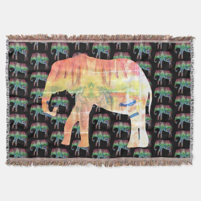 Cobertor Arte da aguarela do elefante (Frente)