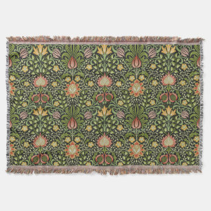 Cobertor Arte de Azulejo Floral Persa Preto William Morris