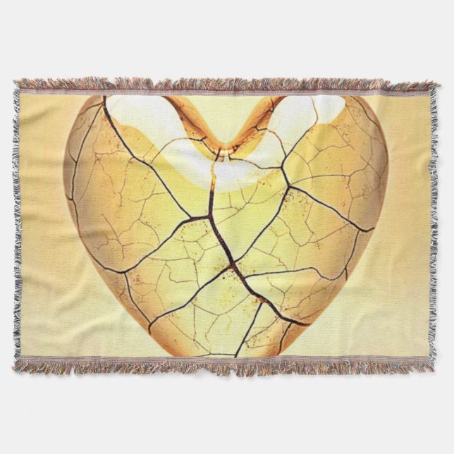 Cobertor Arte de Coração Rachado Dourado (Frente)