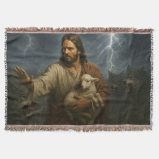 Cobertor Arte de Cristo e do Cordeiro de cor escura