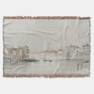 Cobertor Arte de Esboço do Canal de Veneza Neutro e Suave