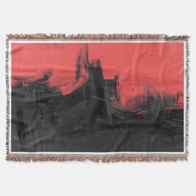 Cobertor Arte de Expressionismo Abstrato Vermelho e Preto (Frente)